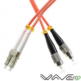 Fiber optic patch cord, LC/UPC-FC/UPC, MM, 50/125 duplex, OM2 fiber, 1m