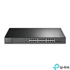 TP-Link TL-SG3428XMP, Managed switch, 24x 10/100/1000 RJ-45, 4 slide-in 10G SFP+ slot, PoE+, 19"