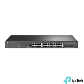 TP-Link TL-SG3428X-UPS, Managed switch, 24x 10/100/1000 RJ-45, 4 slide-in 10G SFP+ slot, 19"