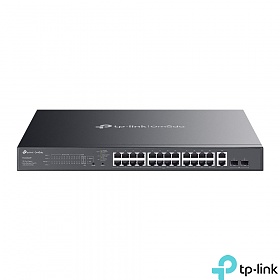 TP-Link ES228GMP, Managed switch,  26x 10/100/1000 RJ-45, 2 slide-in SFP, PoE+, 19"
