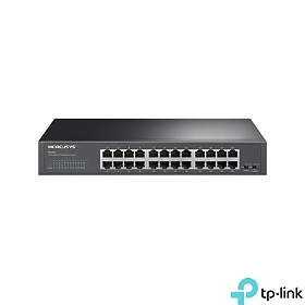 TP-Link Mercusys MS124GS, Unmanaged switch, 24x 10/100/1000 RJ-45, 19" Rack-mounting Bracket