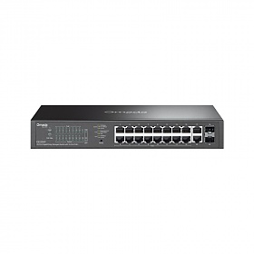 Managed switch,  18x 10/100/1000 RJ-45, 2 slide-in SFP, PoE+, 19" (TP-Link ES220GP)