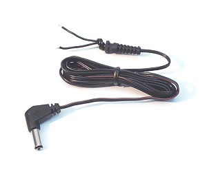 DC cable 2x0.22 mm, 1.5 m + connector 2.1/5.5 male, 90° 