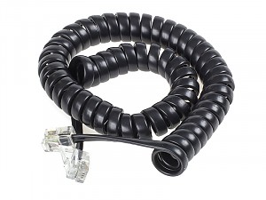 Handset cord, tinsel, 7ft, black 