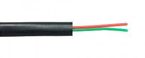 Telephone flat cable, 2 wires, 2C, 12/7, black, 100 m/R