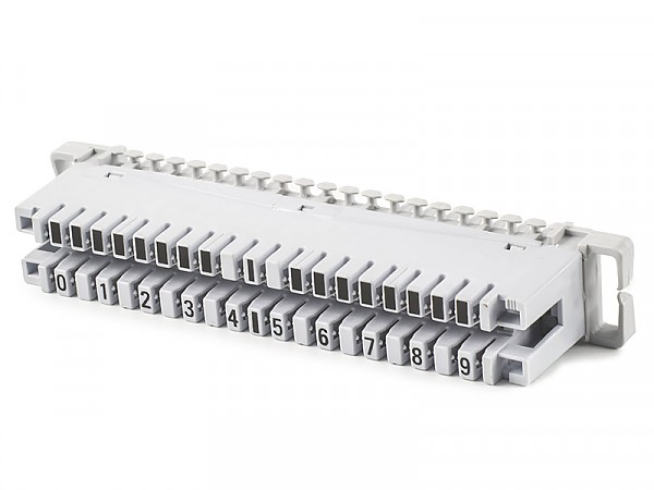 10 pairs LSA connection module, number 0-9, grey