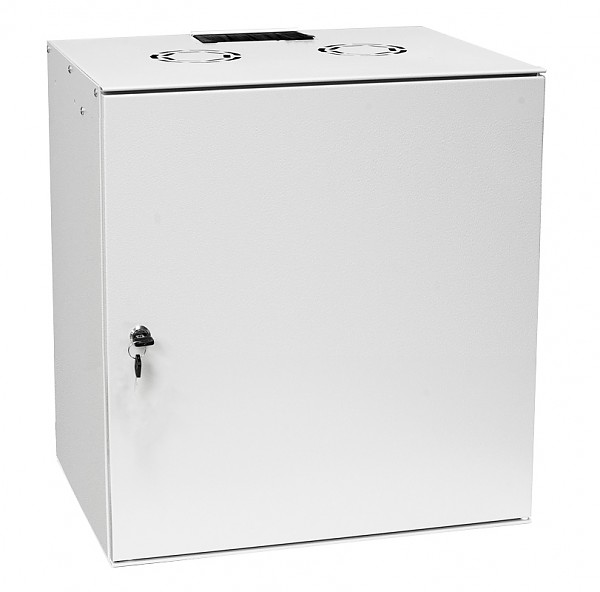 Wall-mounted 19" cabinet, 12U, steel door, 580 x 520 x 400 mm 