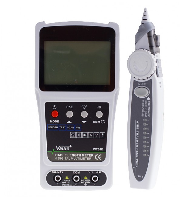 Cable tester RJ-45, w/LCD, digital wire tracker, digital multimeter (WT36C) 