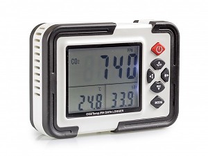 Humidity, temperature, carbon dioxide data logger 