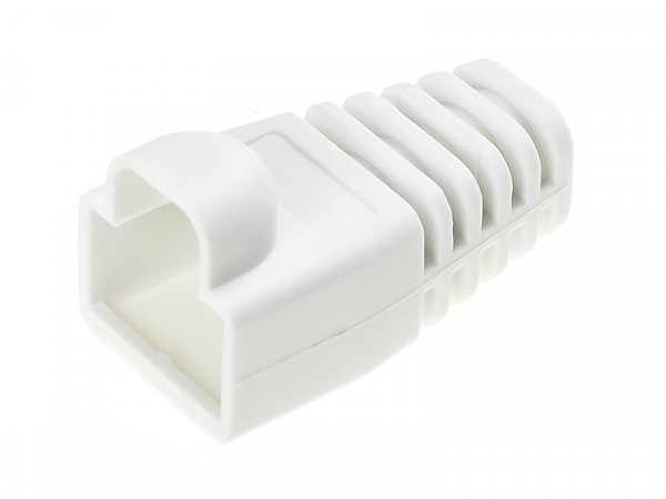 Cable boot w/ear, o.d. 6.0 mm, white 