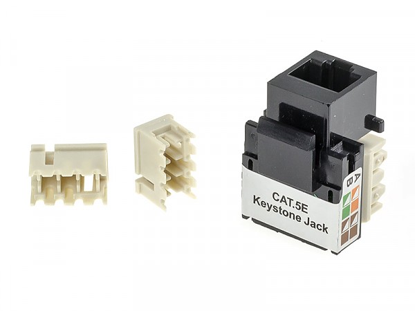 Keystone connector 8p8c, unshielded, cat. 5e, IDC 90, black 