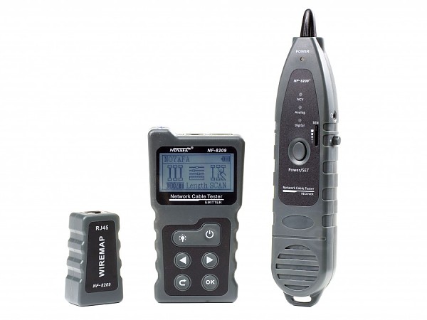 Cable tester RJ-45, w/LCD. PoE and port flash (NOYAFA NF-8209) 