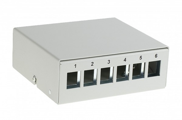 DIN mounted patch panel, 6-port, keystone, blank 