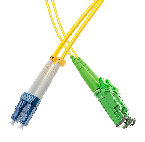 Patchcord LSH/APC-LC/UPC, SM, 9/125 duplex, G652D fiber, 1 m 