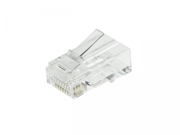 Modular male connector, 8P8C (RJ-45), round, solid, cat. 6, throughconnector (EZ type) 