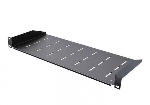 Punched shelf, 19", 200 mm, 1U, black 