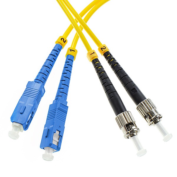 Fiber optic patch cord, SC/UPC-ST/UPC, SM, 9/125 duplex, G652D fiber 3.0mm, L=10m