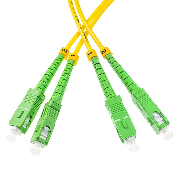 Fiber optic patch cord, SC/APC-SC/APC, SM, 9/125 duplex, G652D fiber 3.0mm, 15m