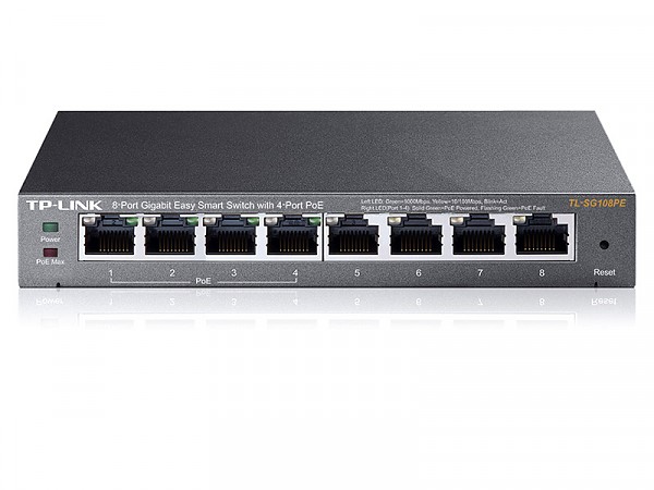 TP-Link TL-SG108PE, Smart switch, 8x 10/100/1000 RJ-45, PoE, desktop