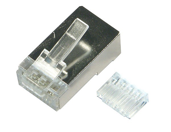 Modular male connector, 8P8C (RJ-45), round, solid, cat. 6, shielded 