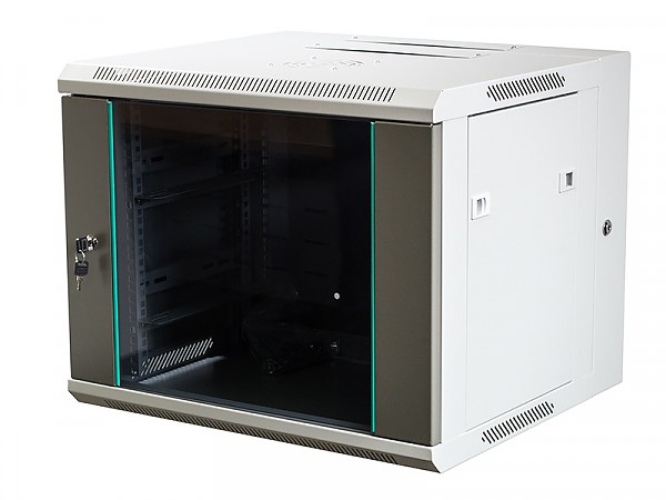 9U rack cabinet 19", wall-mounted, glass door, 540mm d.
