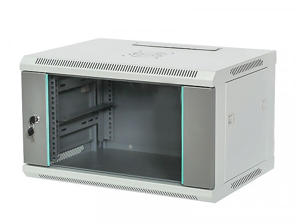 6U rack cabinet 19", wall-mounted, glass door, 440mm d.