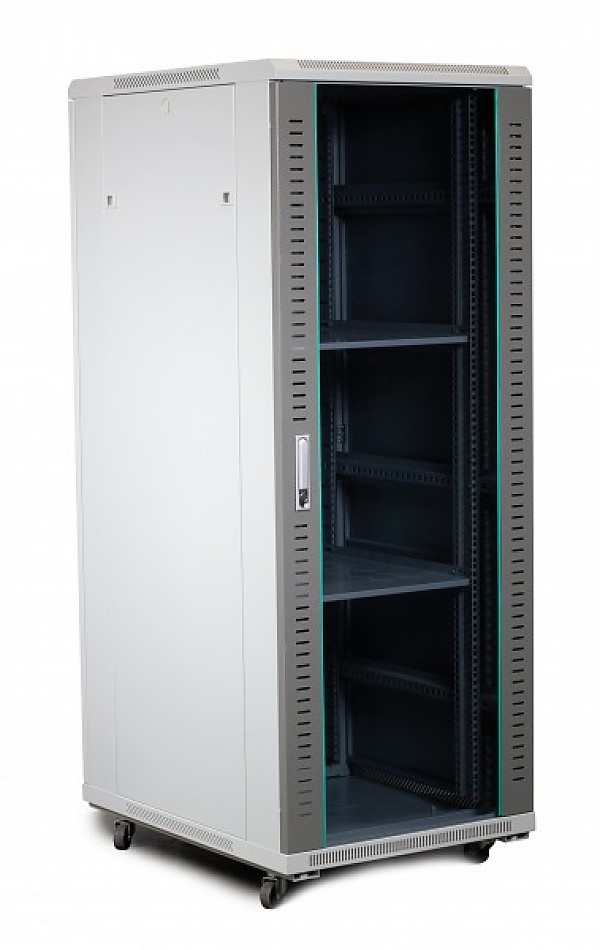 Floor-standing 19" cabinet, 32U, glass door, 1560 x 600 x 800 mm 