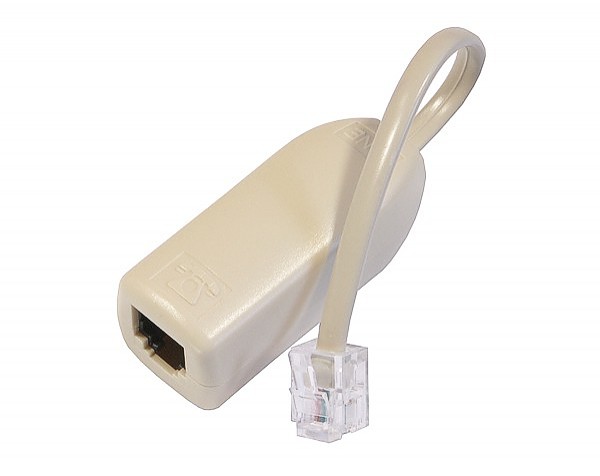 Micro Filter for ADSL modems, 6p2c male to 6p2c female 