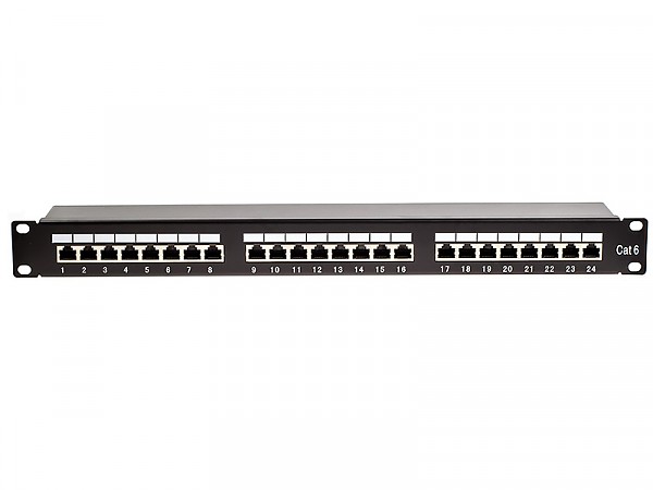 24 port patch panel, STP, cat. 6, 1U, 19", Krone type