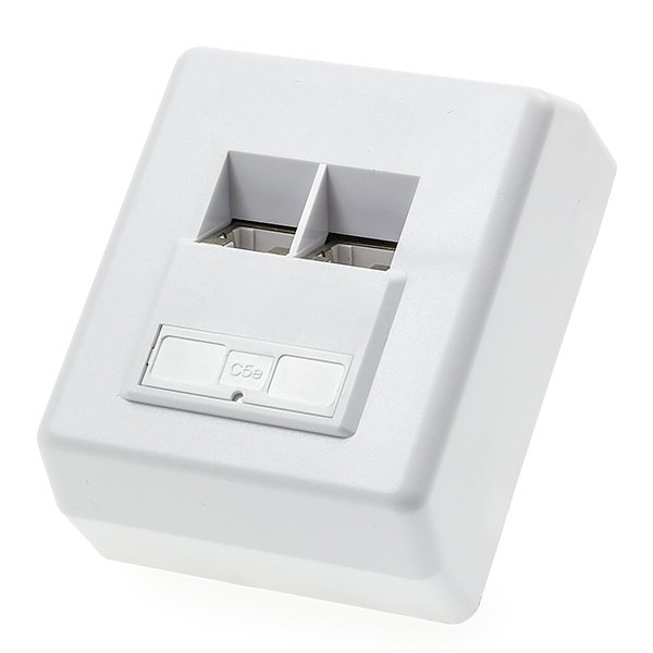 Cat. 5e STP surface-mount box, 1x RJ-45, angled 