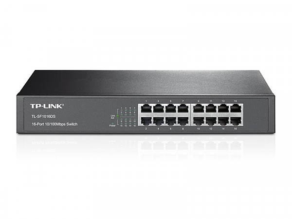 TP-Link TL-SF1016DS, Unmanaged switch, 16x 10/100 RJ-45, 11.6" 19"