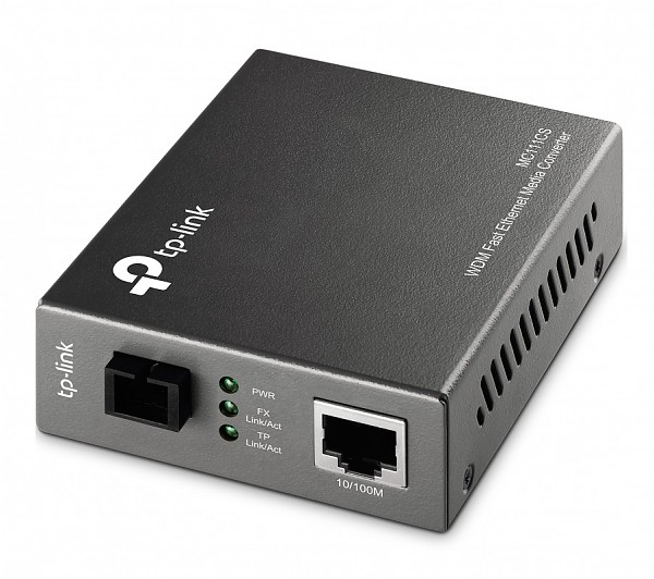 Media converter 10/100 Mbps RJ-45/SC, SM 1550nm, 20 km, WDM (TP-Link MC111CS-20) 