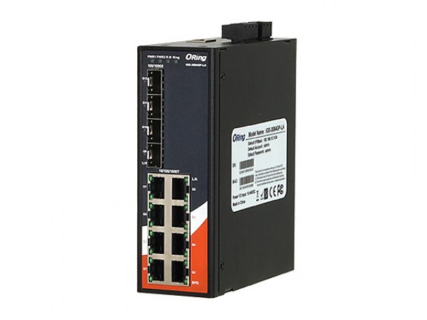 ORing IGS-3084GP-LA, Managed switch, 8x 10/1000 RJ-45 + 4 slide-in SFP slots, O/Open-Ring <20ms, slim housing