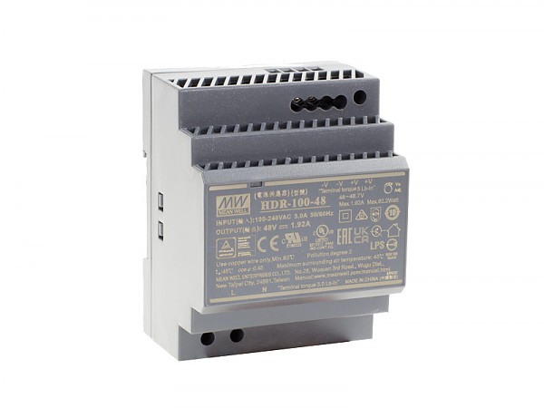Power supply 100W 48VDC, DIN TS35 (Mean Well HDR-100-48) 