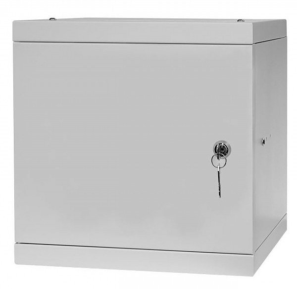 Wall-mounted 10" cabinet, 6U, steel door, 322 x 322 x 300 mm, flat pack 
