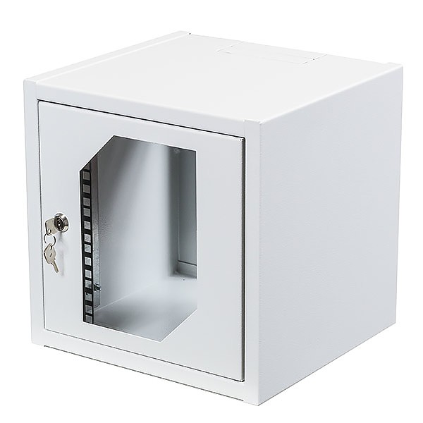 6U rack cabinet, rack 10", wall-mounted, glass door, 322 x 322 x 300mm