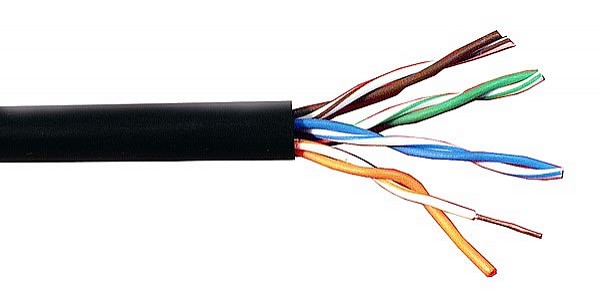 UTP cat5e cable, outdoor, black,  solid copper wire 24AWG, 305m box