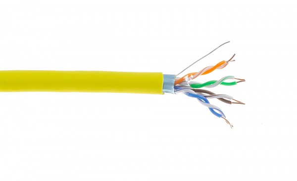 Cable F/UTP, cat.5E, yellow, LSOH, 4x2x24 AWG, 305m, solid (Wave Cables)