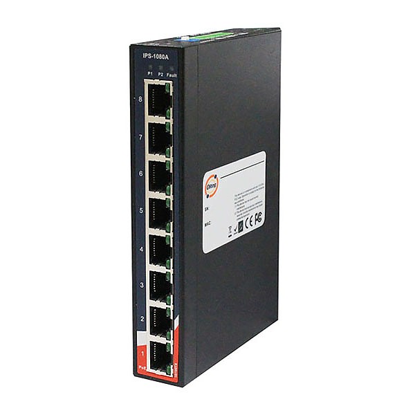 Unmanaged switch, 8x 10/100 RJ-45 PoE, slim housing (ORing IPS-1080A) 