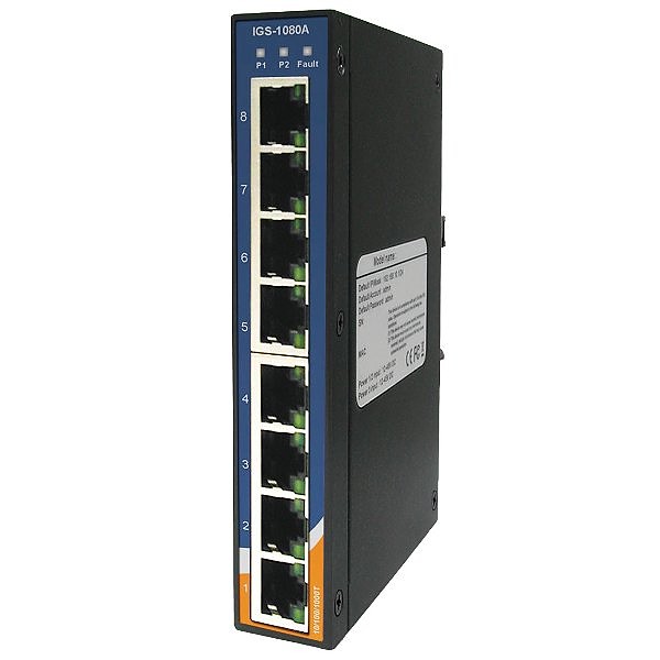 Unmanaged switch, 8x 10/1000 RJ-45, slim housing (ORing IGS-1080A) 