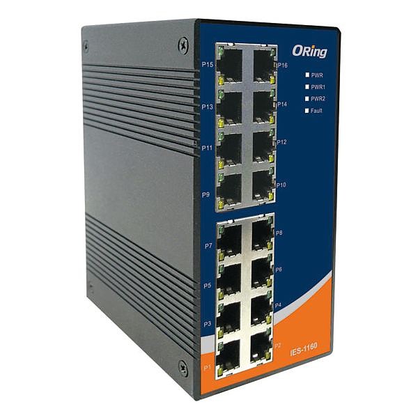 Unmanaged switch, 16x 10/100 RJ-45 (ORing IES-1160) 