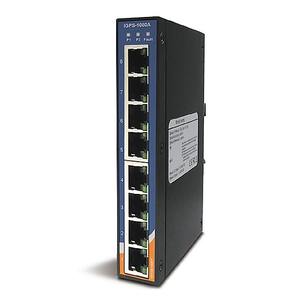 Unmanaged switch, 8x 10/1000 RJ-45 PoE, slim housing (ORing IGPS-1080A) 