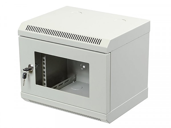6U rack cabinet, rack 10", wall-mounted, glass door, 280mm