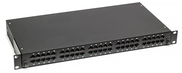 50 port patch panel, UTP, cat. 3, 1U, 19", Krone type 8p8c connectors, rail