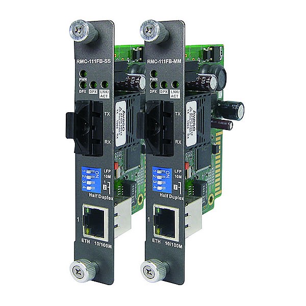 RMC-111FB-SS, Industrial Rack-mount card type Ethernet to fiber media converter, 1x 10/100Base-TX + 1x 100Base-FX fiber (SM SC)