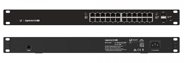 MUbiquiti ES-24-500W, anaged switch, 24x 10/1000 RJ-45, 2x 100/1000 SFP, PoE+, 19"