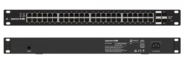 Managed switch, 48x 10/1000 RJ-45, 2x 100/1000 SFP, 2x 10G SFP+, PoE+, 19" (Ubiquiti ES-48-750W) 