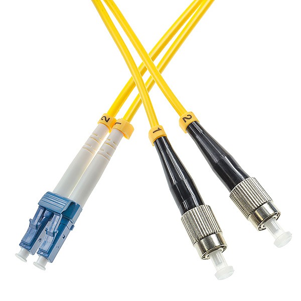 Fiber optic patch cord, LC/UPC-FC/UPC, SM, 9/125 duplex, G652D fiber 3.0mm, L=2m