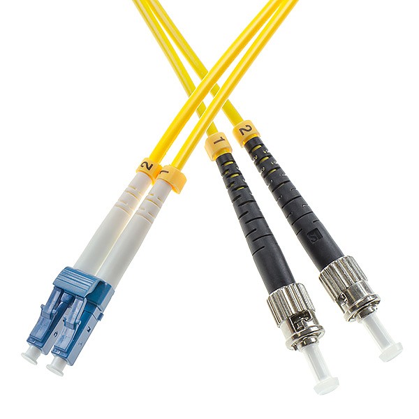 Fiber optic patch cord, LC/UPC-ST/UPC, SM, 9/125 duplex, G652D fiber, L=1m