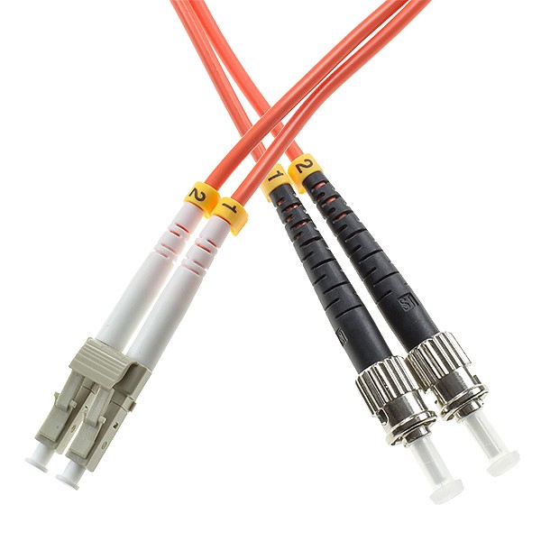 Fiber optic patch cord, LC/UPC-ST/UPC, MM, 50/125 duplex, OM2 fiber 3.0mm, L=2m